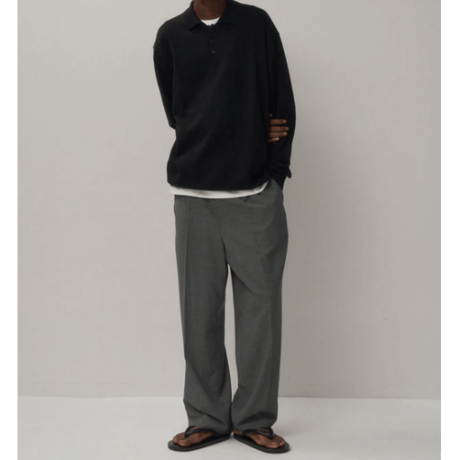 ATON      TWIST WOOL GAUZE | TWO TUCKED EASY PANTS