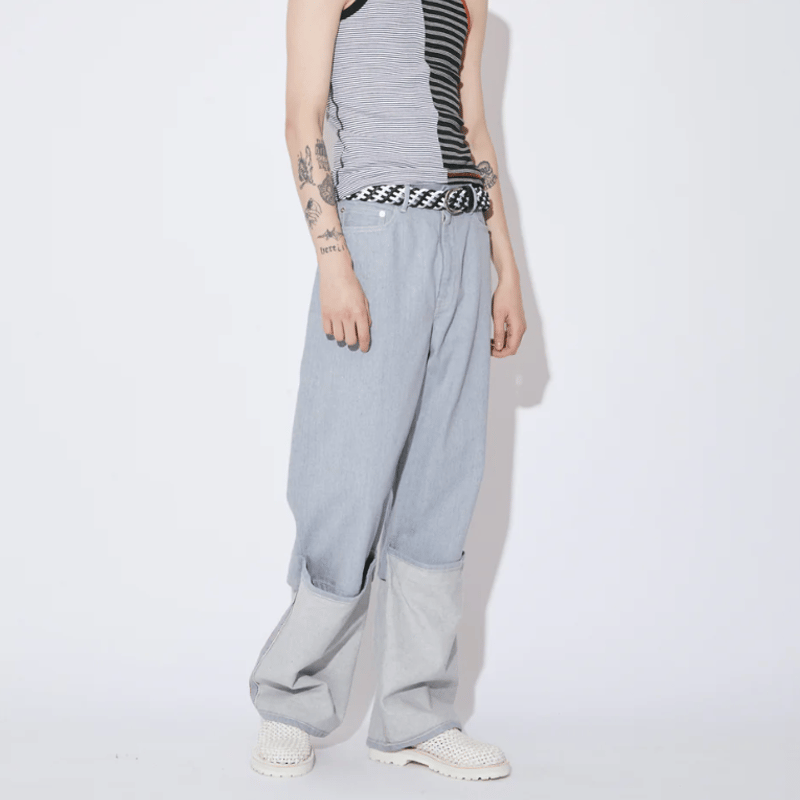 最安値！PERSONSOUL 似CURVED BLADE DENIM beautiful people recycling denim flip hem pants