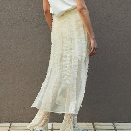 MAISON SPECIALB Sheer Ruffle Skirt  WHITE