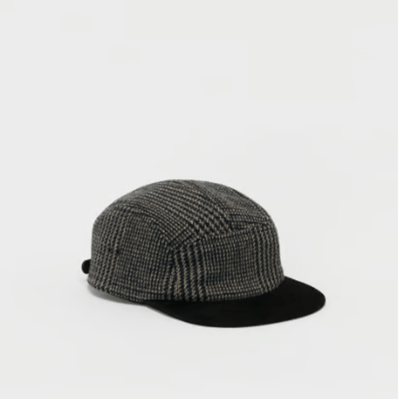 極美品 Hender Scheme ツイード スエード ジェットキャップ 黒×灰 Hender Scheme/エンダースキーマ/pig jet cap/ジェットキャップ