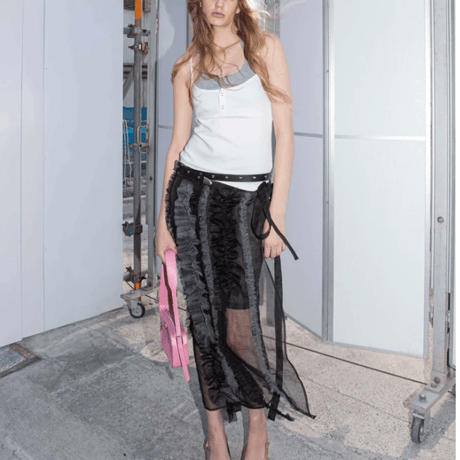 MAISON SPECIAL Sheer Ruffle Skirt BLACK