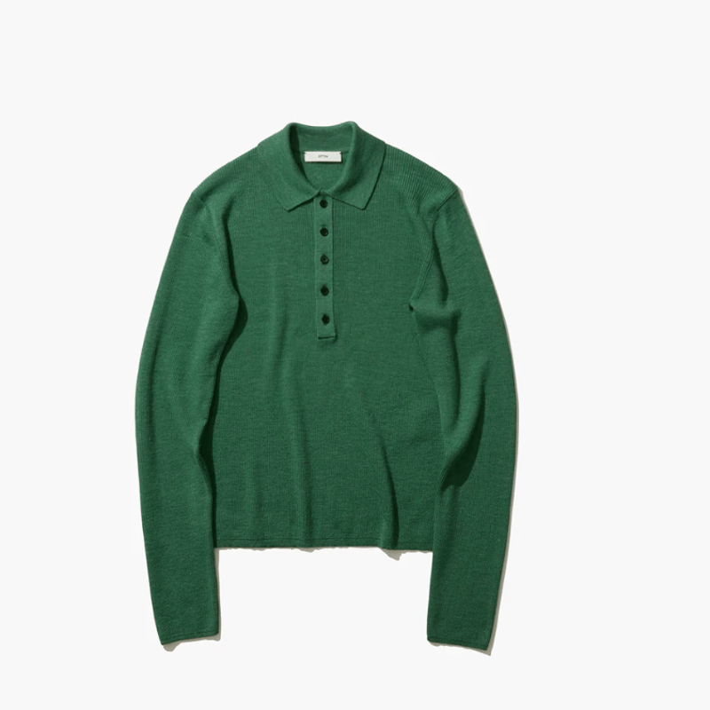 ATON RAMIE WOOL RIB | RIB POLO SWEATER | UNKER