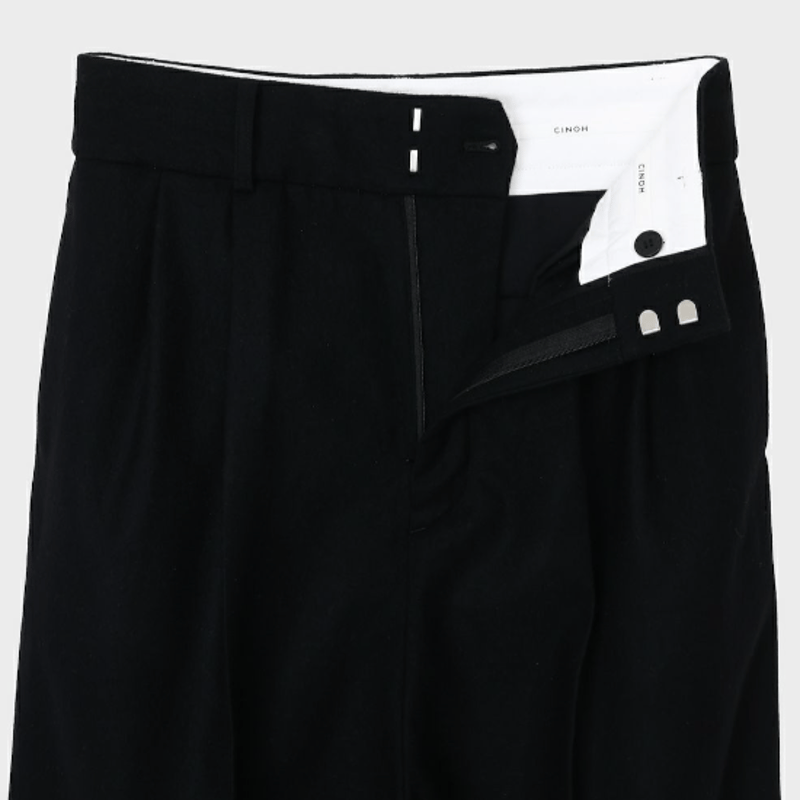 CINOH SUPER 140S ツータックパンツ[BLACK] | UNKER