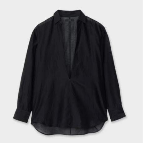CINOH   DEEP V NECK COTTON SILK SHIRT
