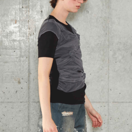 Maison Special  Flower Motif Tulle Layered Tops