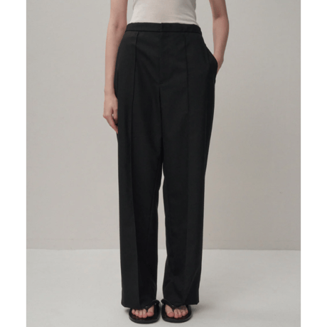 ATON       WOOL TROPICAL | PIN TUCK EASY PANTS