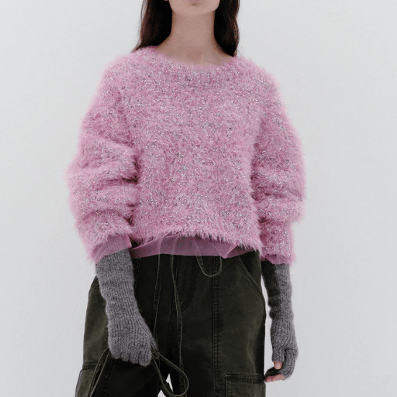 MAISON SPECIAL Sparkling Shaggy Knit Pullover