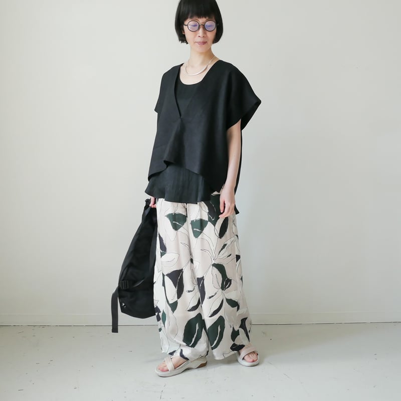 SACRA｜サクラ ｜リーフ柄ワイドパンツ｜MODERN LEAVES PANTS｜12621