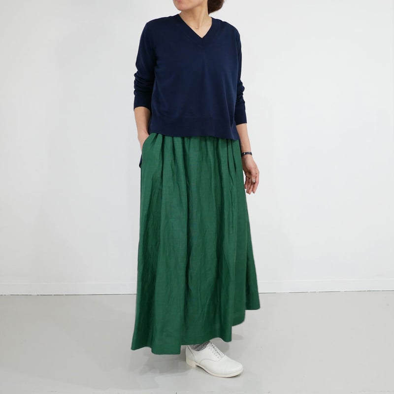 SACRAサクラ スカートグリーンサイズ：38 マーメイド SACRA ｜サクラ ｜リネンカールマイヤースカート | GOUACHE FUKUOKA