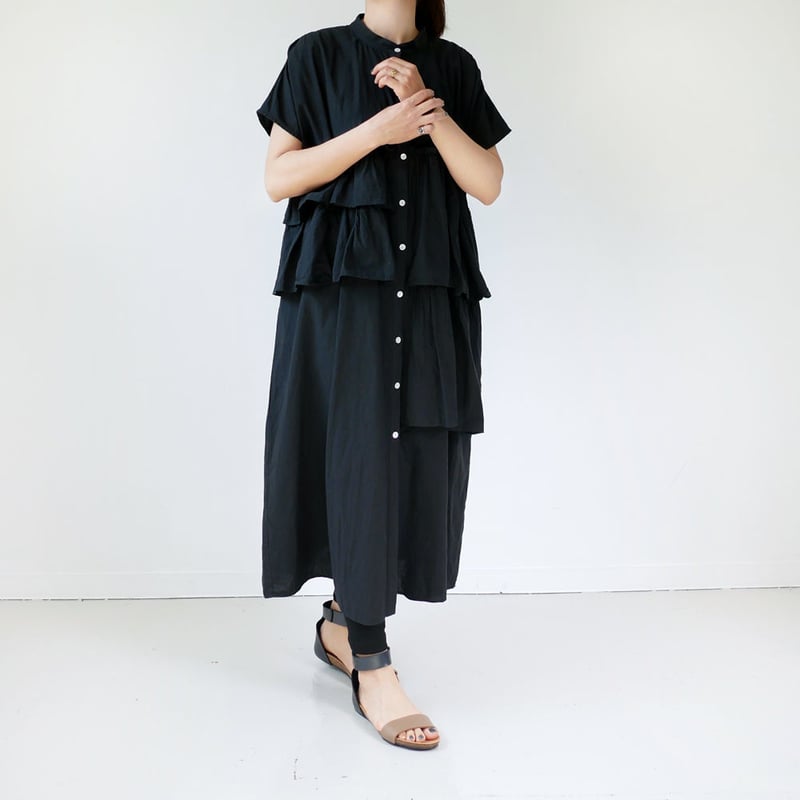 dahl'ia | ダリア |ティアードラッフルワンピース｜BLACK ｜DOP-230FC
