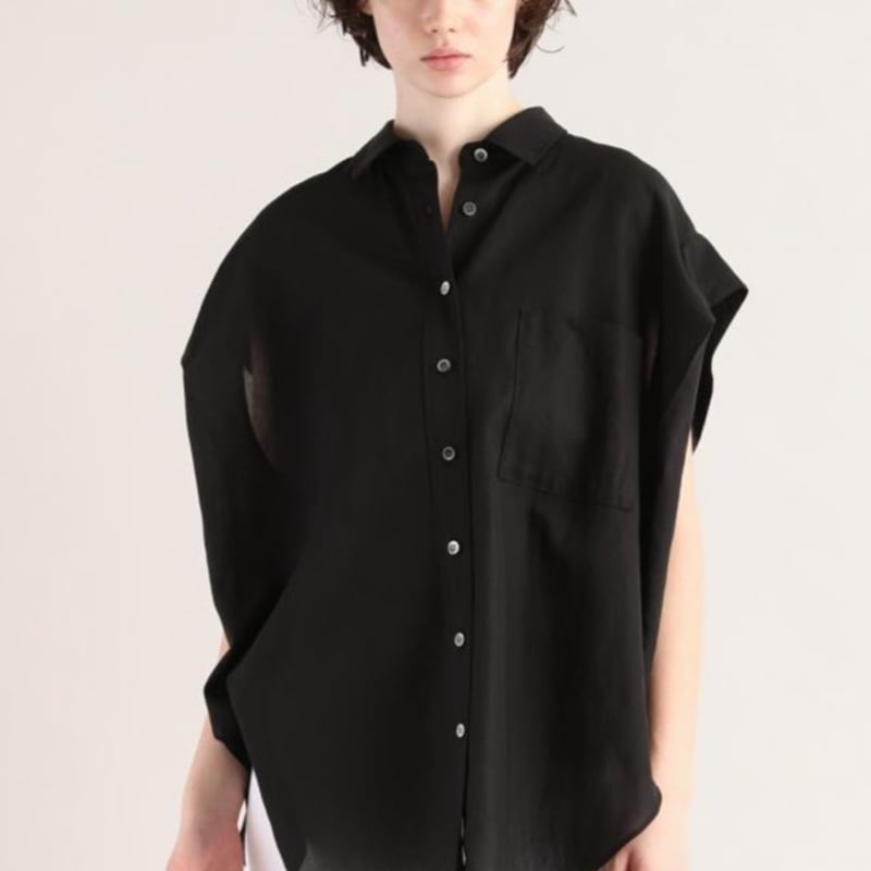 SACRA｜サクラ ｜SHRINK GABARDINE SHIRT｜125217071｜BLA 