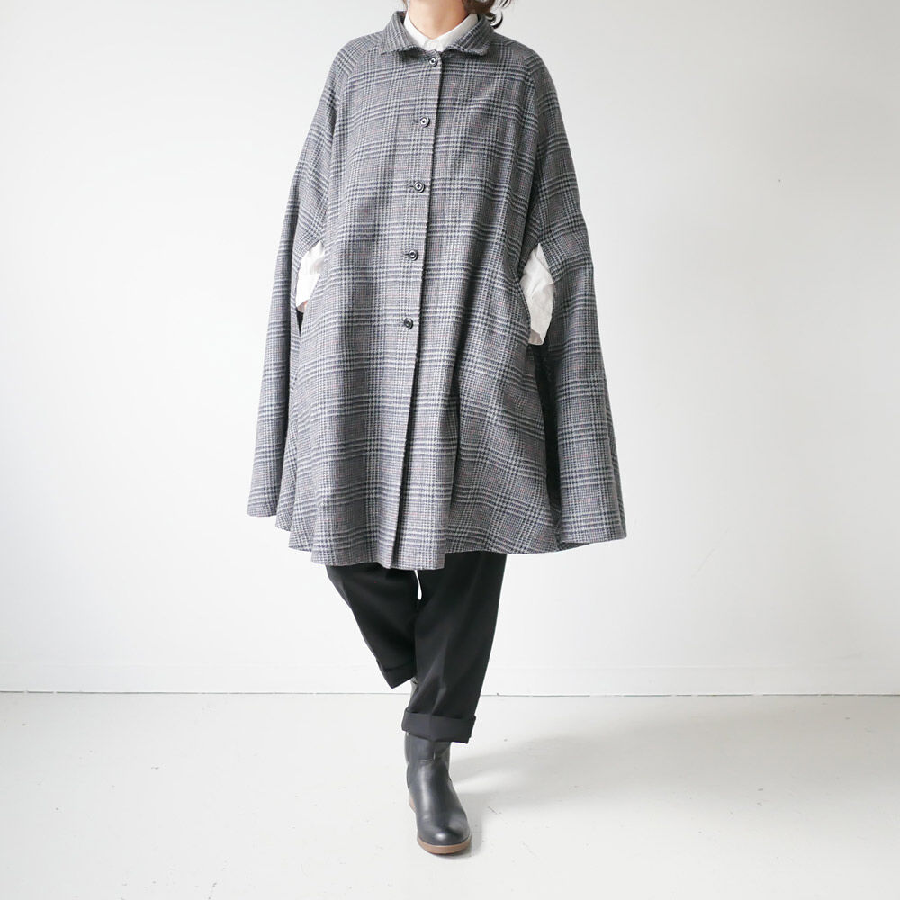 ★ツモリチサト★グレンチェック　ポンチョコート メール便送料無料】グレンチェック柄ポンチョ◇レディース