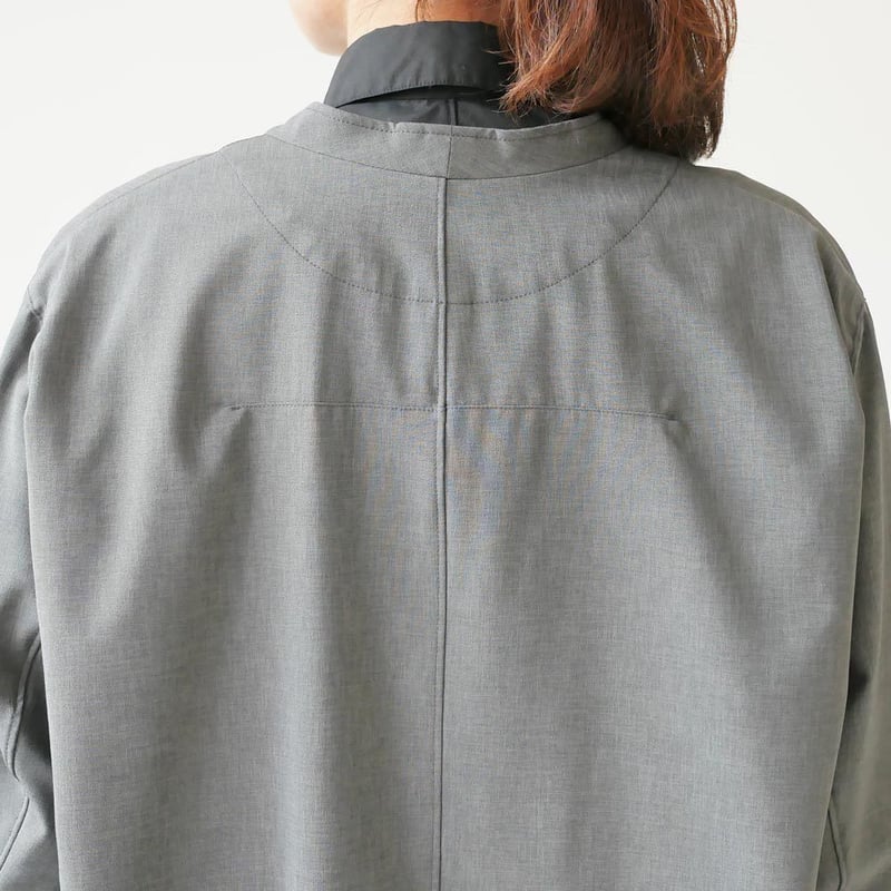 G244 M 9 タエアシダ カシミヤ混 グレー ノーカラーJKT レディース G244 M 9 タエアシダ カシミヤ混 グレー ノーカラーJKT
