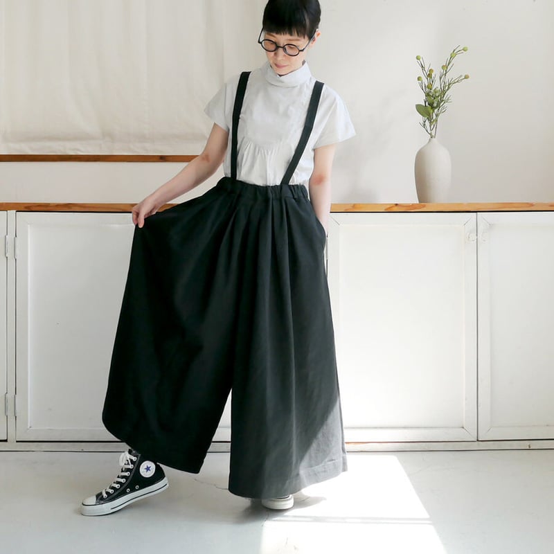 GOUACHE｜ ガッシュ｜サスペンダーキュロットパンツ｜BLACK | GOUACHE