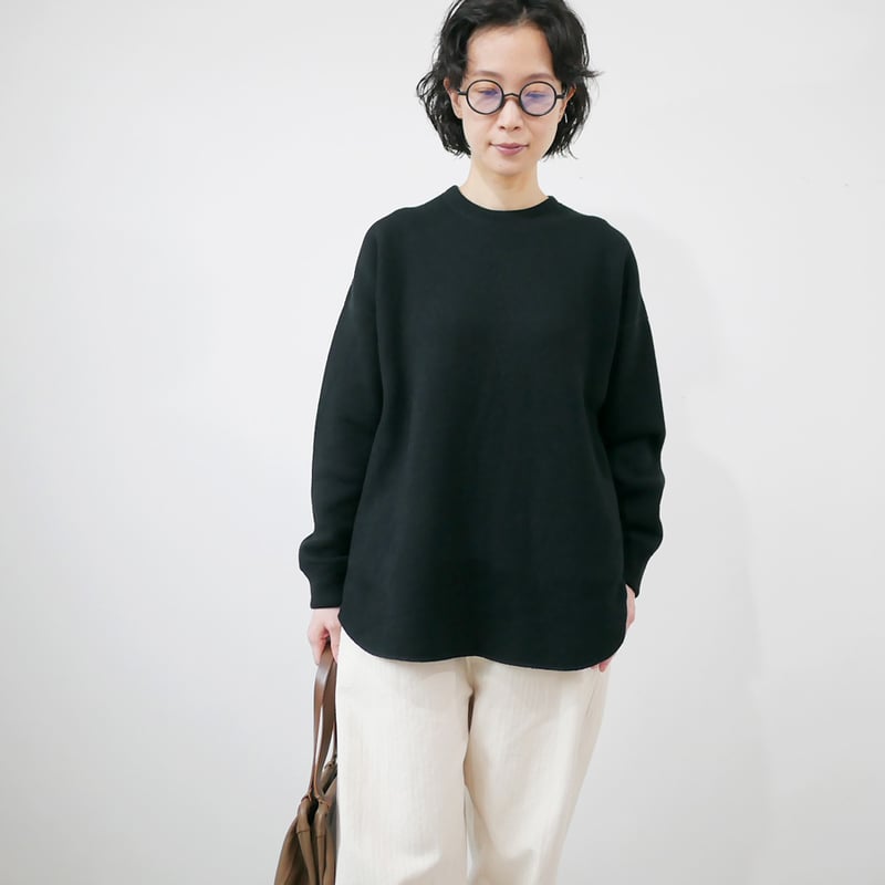 SACRA|サクラ |WOOLEN COTTON TOP|125551091|BLACK | SACRA|サクラ |WOOLEN COTTON TOP|125551091|BLACK |