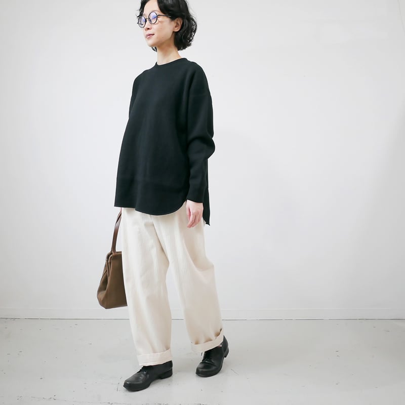 SACRA｜サクラ ｜WOOLEN COTTON TOP｜125551091｜BLACK |