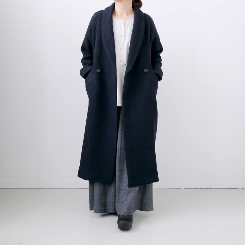 美品 BLUE BLUE ブルーブルーポップコーンロングダッフルコート 2日本