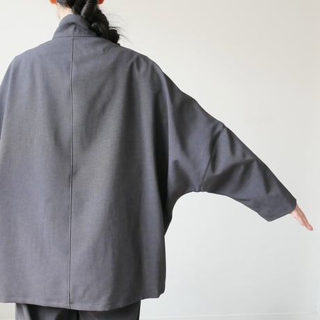 NO CONTROL AIR｜ノーコントロールエアー｜オクタグラムポリエステル・艶消平織ZIP スタンドカラー ブルゾン｜DR_NC0801BN｜DARK GREY MIX/BLACK