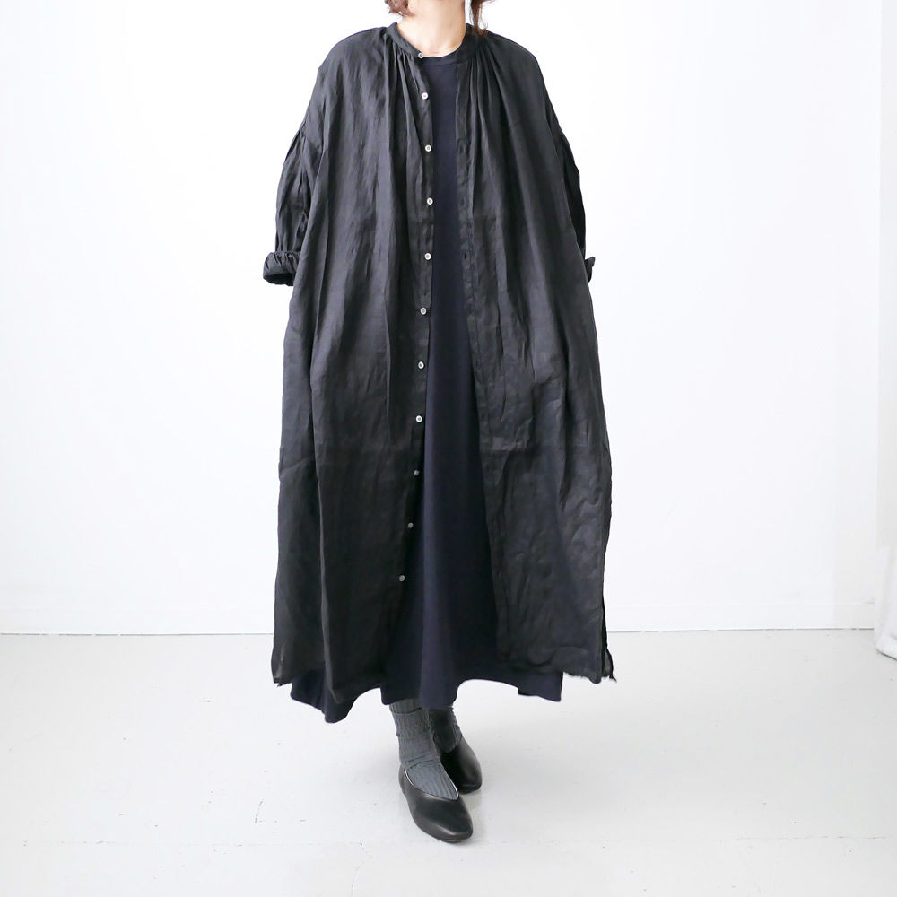UNIVERSAL TISSU ハードマンリネンギャザーストラップドレス UNIVERSAL TISSU ハードマンリネンギャザーストラップドレス