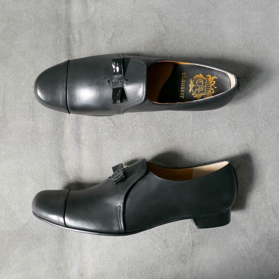 chausser｜ショセ｜スリッポン キャップトゥ シューズ｜C-2202｜BLACK