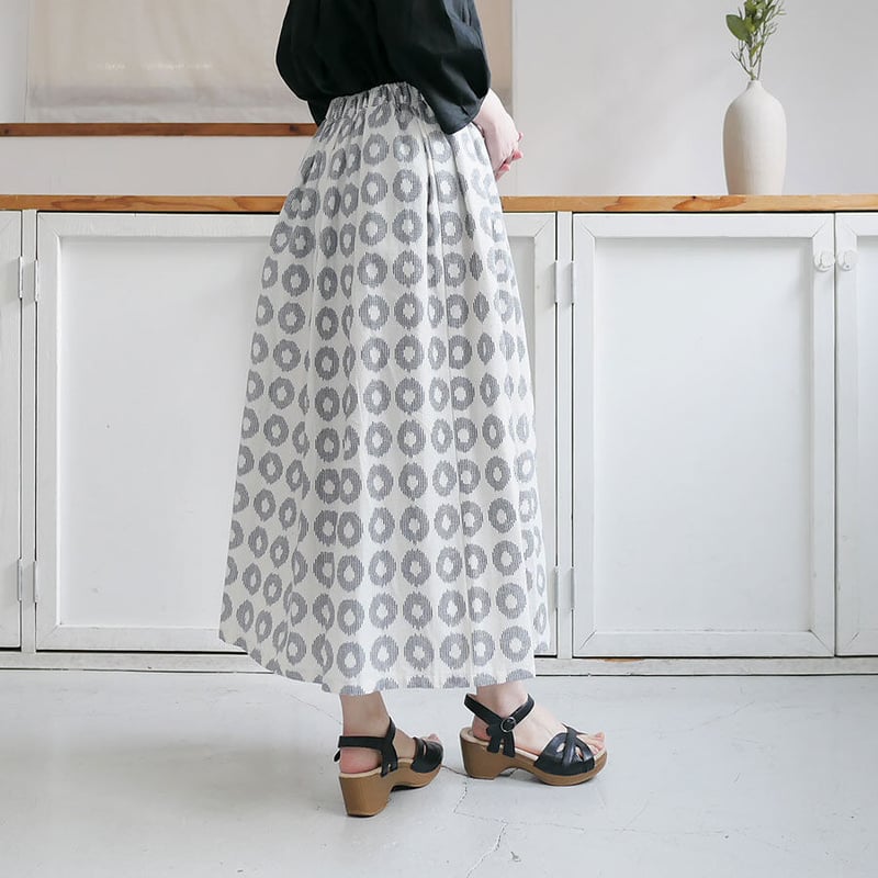 久留米かすり　　スカート 久留米かすり｜絣フレアスカート ｜ドーナツ｜GOUACHE FUKUOKA