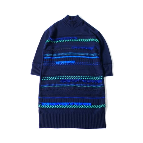 COOHEM| コーヘン | WOMEN_MULTI TWEEDY KNIT ONE-PIECE｜ツイードニットワンピース|NAVY｜ 11-214-022｜SIZEM