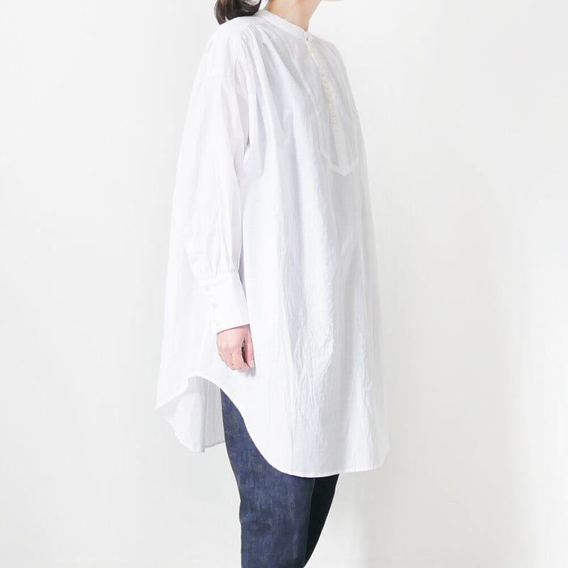 UNIVERSAL TISSU｜ ユニヴァーサルティシュ｜バンドカラーシェルボタン