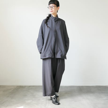 NO CONTROL AIR｜ノーコントロールエアー｜オクタグラムポリエステル・艶消平織ZIP スタンドカラー ブルゾン｜DR_NC0801BN｜DARK GREY MIX/BLACK