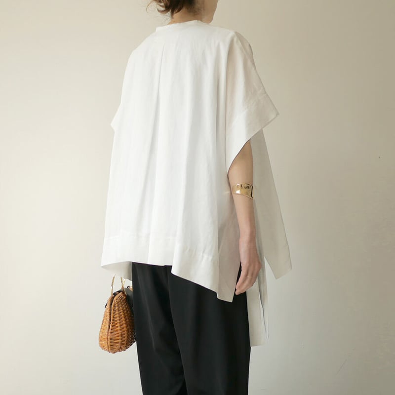 宮下着 soloist. 15ss sg.0247 シルクコットン ポンチョ SACRA｜サクラ ｜SHRINK GABARDINE TOP｜123211071｜WHITE