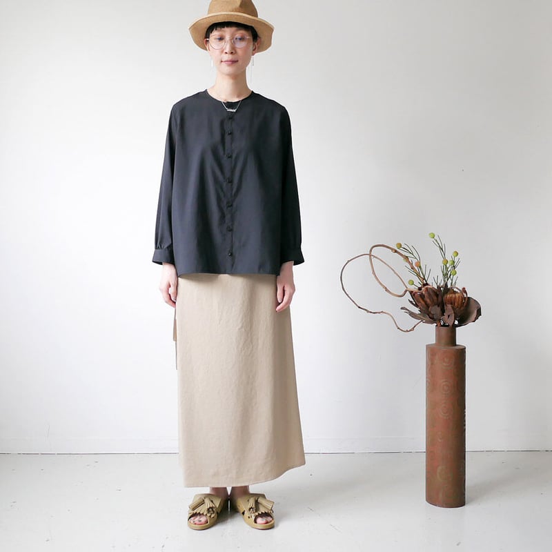 NO CONTROL AIR マットタイプライター スキッパーシャツ BLACK NO CONTROL AIR (ノーコントロールエアー) マットポリエステル