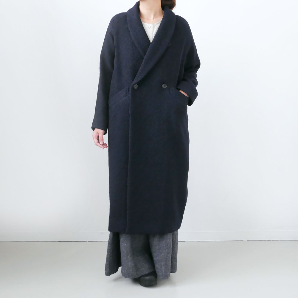 BLUE BLUE JAPAN ダブルブレストコート※値下げ※ BLUE BLUE JAPAN｜ブルーブルージャパン｜ロービングカスリビッグ