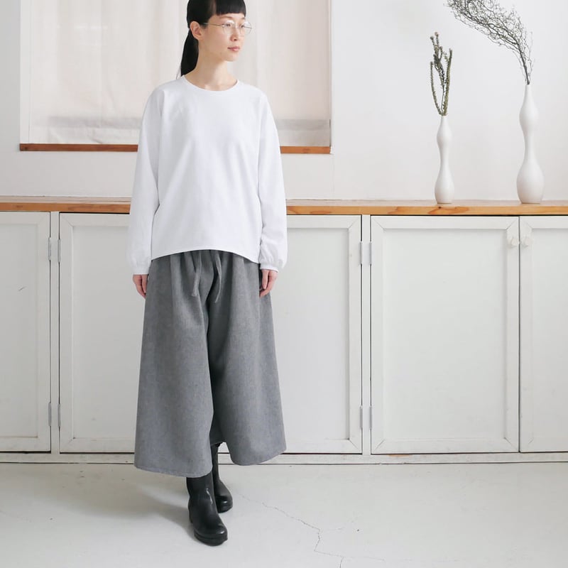 g｜glam｜グラム｜フロントギャザーワイドパンツ｜GRAY｜g-110 