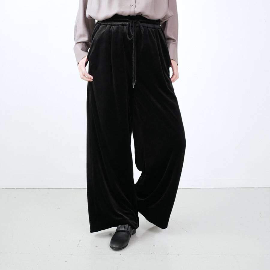 SACRA｜サクラ ｜ベロアワイドパンツ｜BLACK ｜ | GOUACHE FUKUOKA