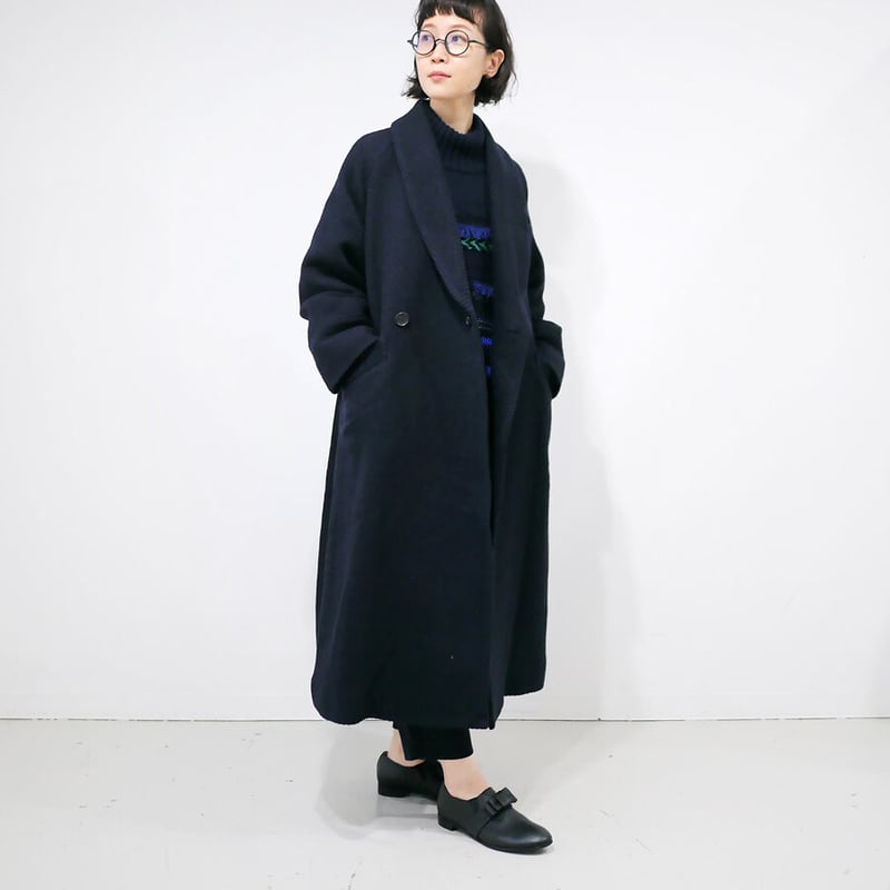 Riyo 極美品♡ランバンオンブルー ウールツイードコート ロング BLUE BLUE JAPAN｜ブルーブルージャパン｜ヤマミチ ロービングツイード