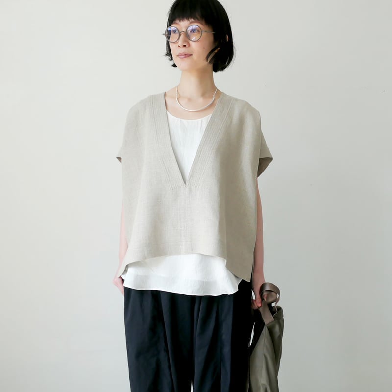 SACRA｜サクラ ｜リネンVネックプルオーバー｜RUSTIC LINEN TOP｜12621