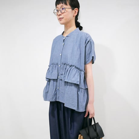 【新品タグ付】　ダリア　フリルショートスリーブシャツ　チュニック　現行 dahl'ia ダリア リメイク フリル 半袖 チュニック Tシャツ
