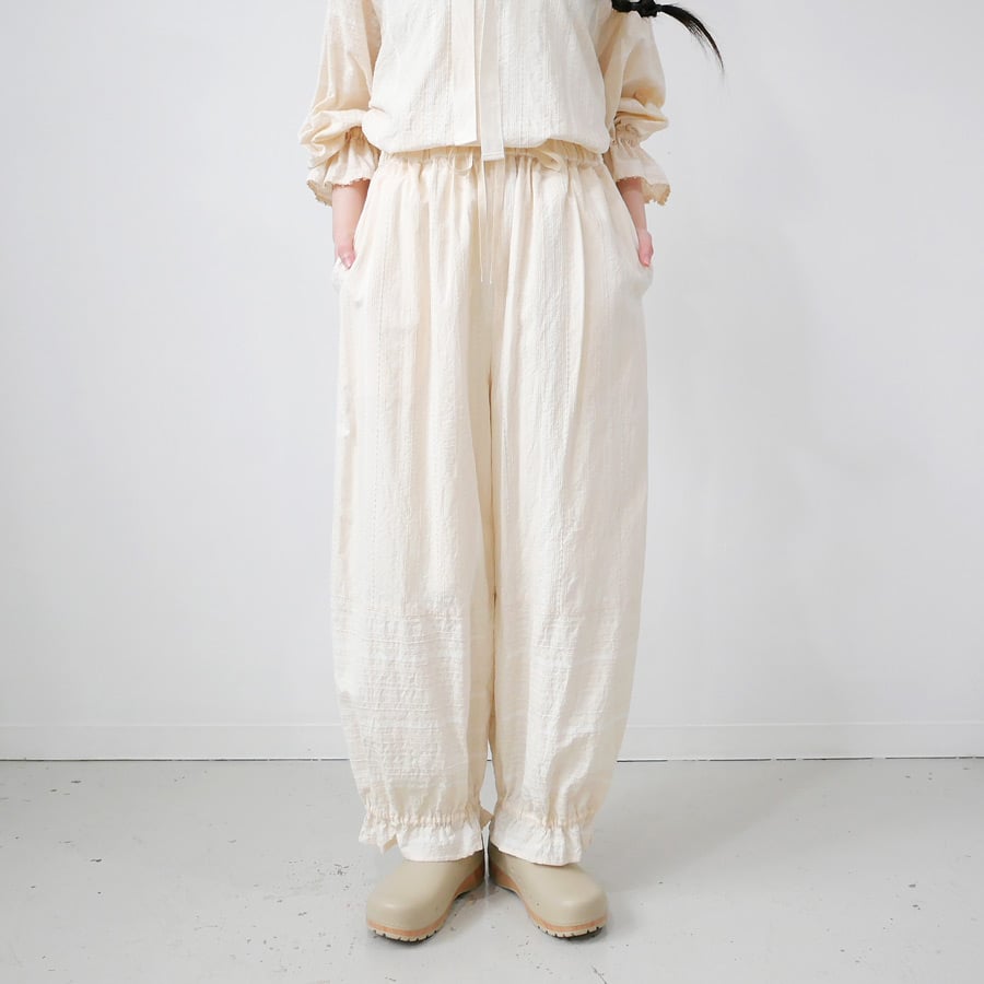 qiri｜キリ｜embroidery jacquard gather pants｜キナリ |