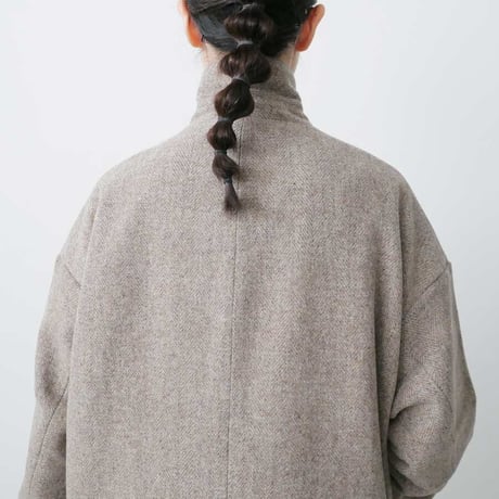 UNIVERSAL TISSU｜TISSU｜ユニヴァーサルティシュ｜ウールヘリンボーンツイードチェスターコート｜size1｜ベージュ｜TS183CO085