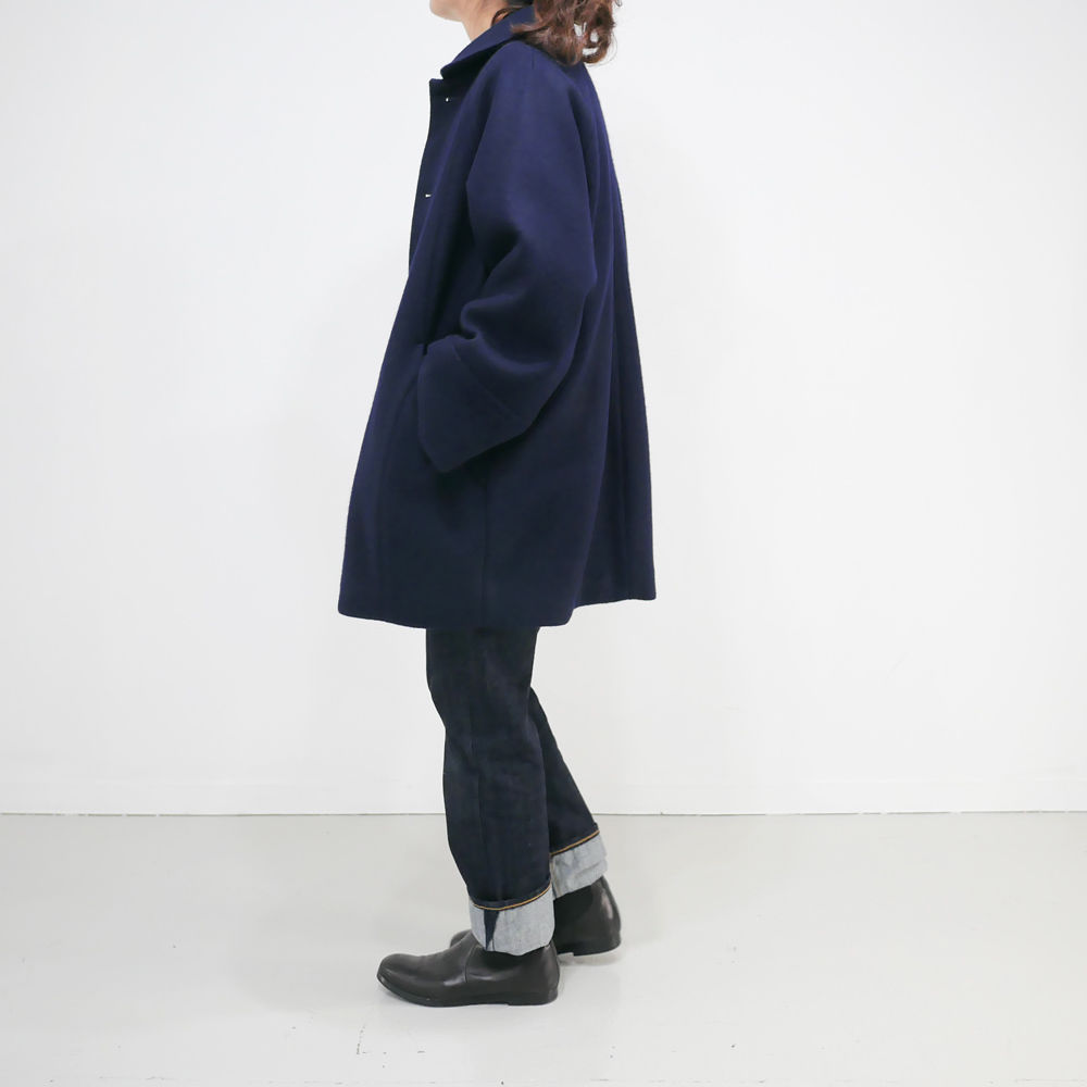 BLUE BLUE JAPAN 裏ボア ウールコート S~M ネイビー 濃紺 BLUE BLUE JAPAN|ブルーブルージャパン|ニットメルトン