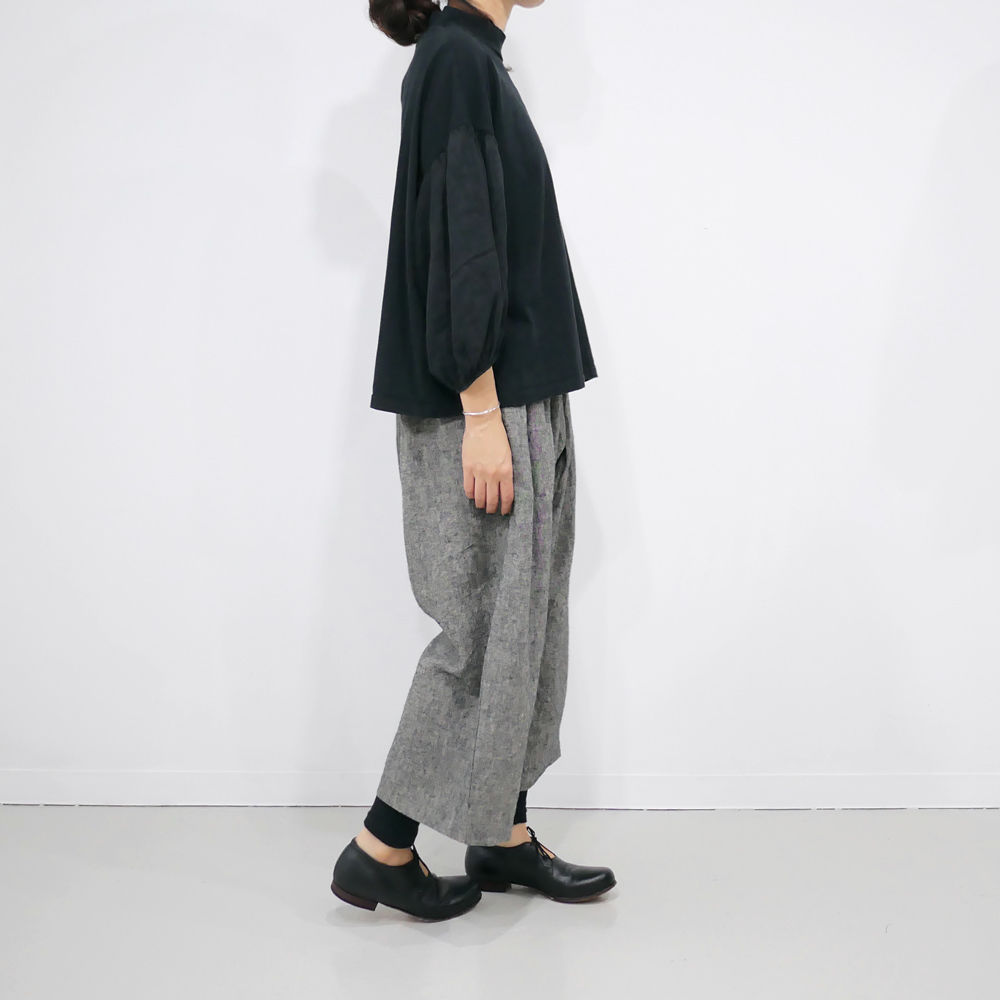 Si-Si-Si comfort 千鳥柄 リネン ギャザーキュロット 日本製 Si-Si-Si comfort｜スースースーコンフォート｜リネンキャンバス