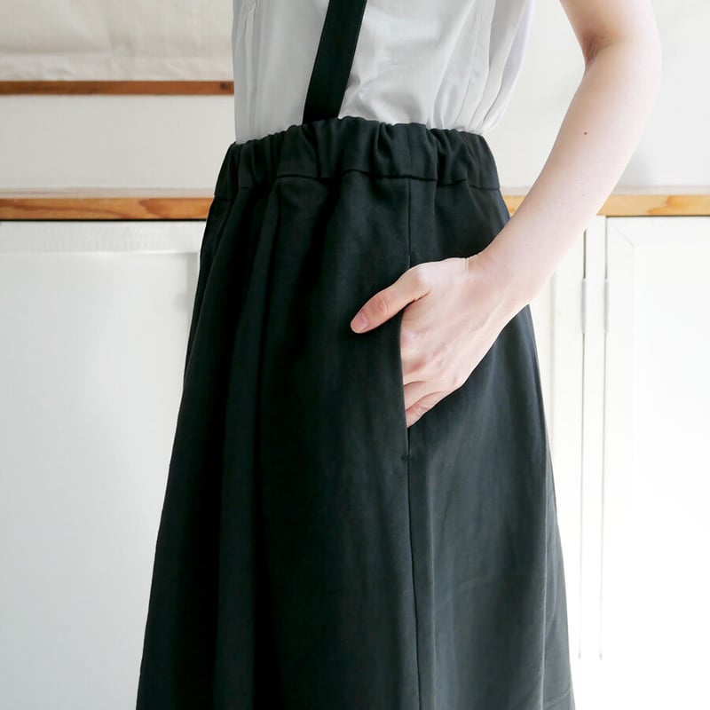GOUACHE｜ ガッシュ｜サスペンダーキュロットパンツ｜BLACK