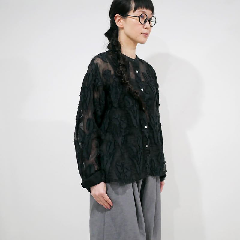qiri ｜キリ｜tulip lace jacquard ブラウス｜Black | GOUAC
