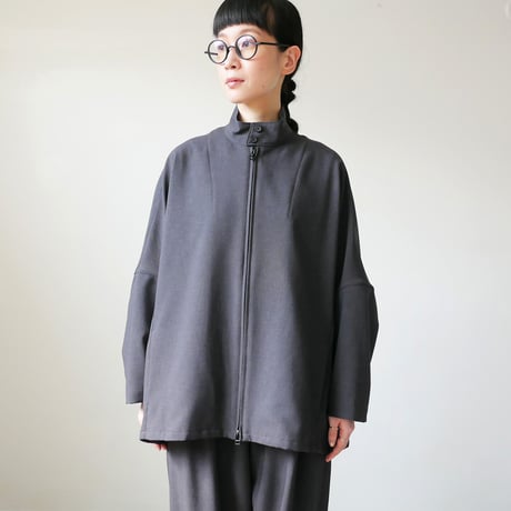 NO CONTROL AIR｜ノーコントロールエアー｜オクタグラムポリエステル・艶消平織ZIP スタンドカラー ブルゾン｜DR_NC0801BN｜DARK GREY MIX/BLACK