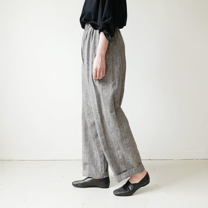 ★18日までの価格！久留米絣 ワイドパンツ　フリーサイズ　藍暦 ☆18日までの価格！久留米絣 ワイドパンツ フリーサイズ 藍暦