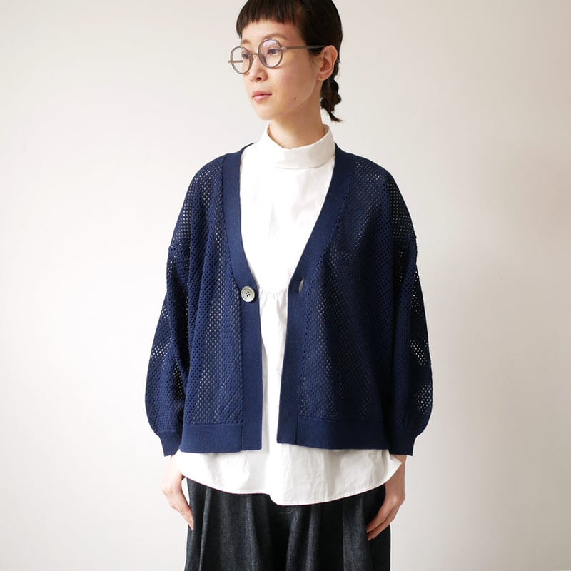 美品 UNIVERSAL SEVEN リネンコットン メッシュニットカーディガン UNIVERSAL SEVEN｜UNIVERSAL TISSU｜ユニヴァーサルティシュ｜リネン