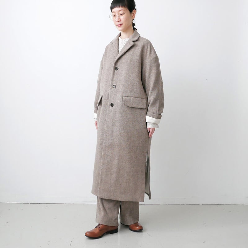 美品　ジバンシー　チェスターコート　ヘリンボーン　ダブル　グレー　ブラウン　M 美品 ジバンシー チェスターコート ヘリンボーン ダブル グレー
