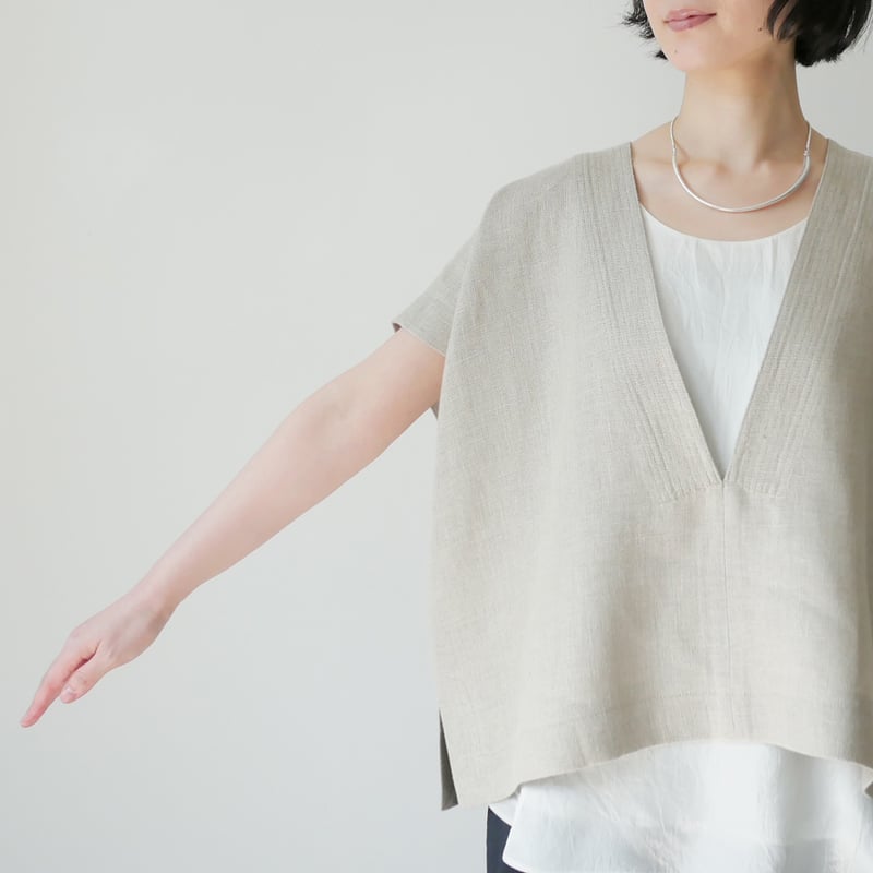 SACRA｜サクラ ｜リネンVネックプルオーバー｜RUSTIC LINEN TOP｜12621