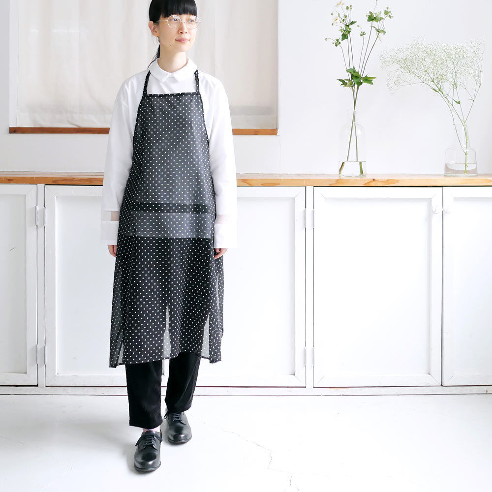 g｜glam｜グラム｜コットンシフォンドットエプロン｜BLACK・NAVY｜g