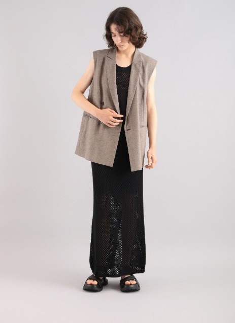SACRA｜サクラ ｜LINEN COTTON CHAMBRAY GILET|12510606