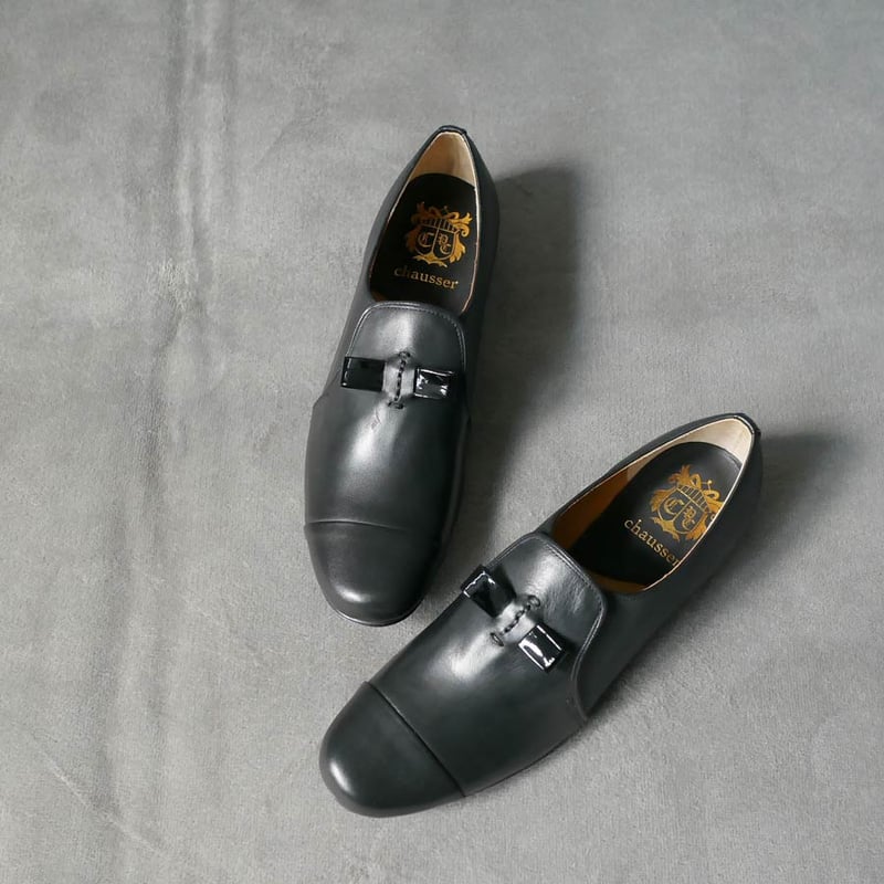【美品】chausser スリッポン ローファー 23 ショセ 革靴 レザー chausser ショセ 靴 レディース スリッポン ブラック 黒 レザー